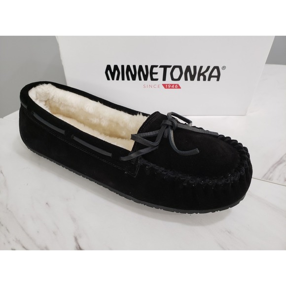 Minnetonka Womens Lodge Trapper Suede Slip On Slippers Moccasins House Shoes - Picture 1 of 5